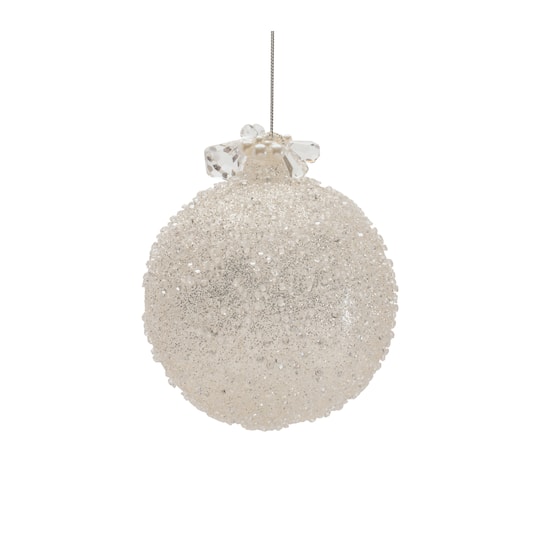 Melrose Silver Glittered Glass Ornaments Set